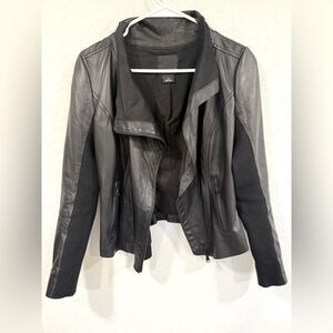 Trouve Black Drape Front Leather Moto Jacket XS EUC Lightweight